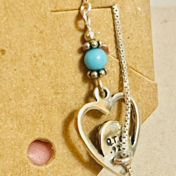 Native American Navajo Sleeping Beauty Turquoise Sterling Silver Earrings Sign - Picture 4 of 7